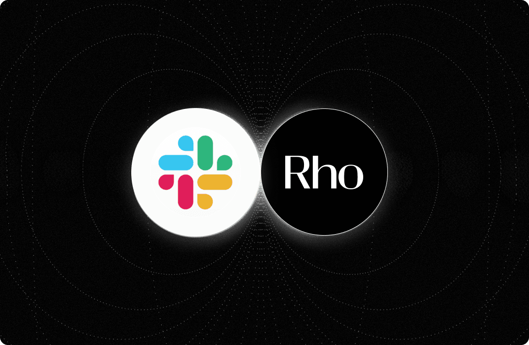The Slack and Rho logos side by side on a dark field