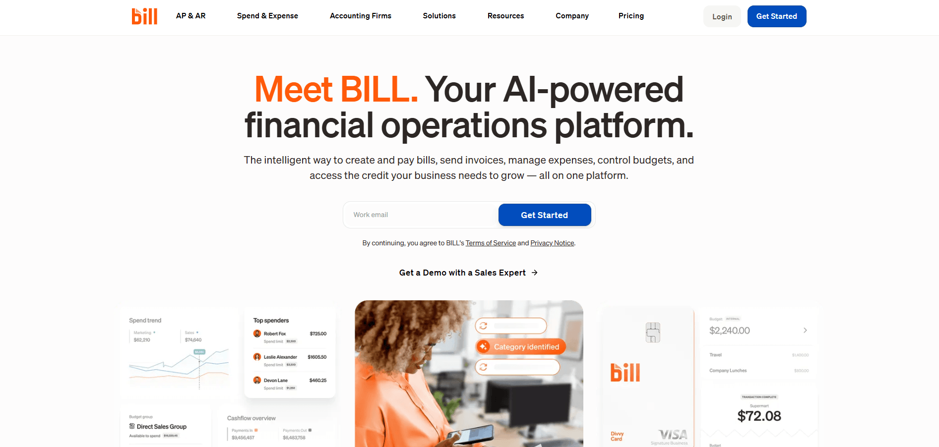Bill landing page