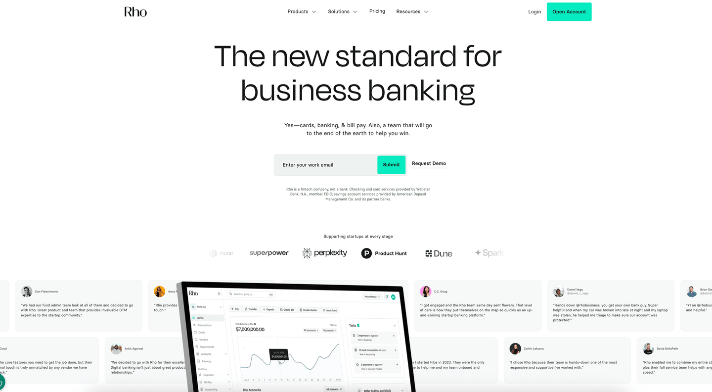 Rho Landing page
