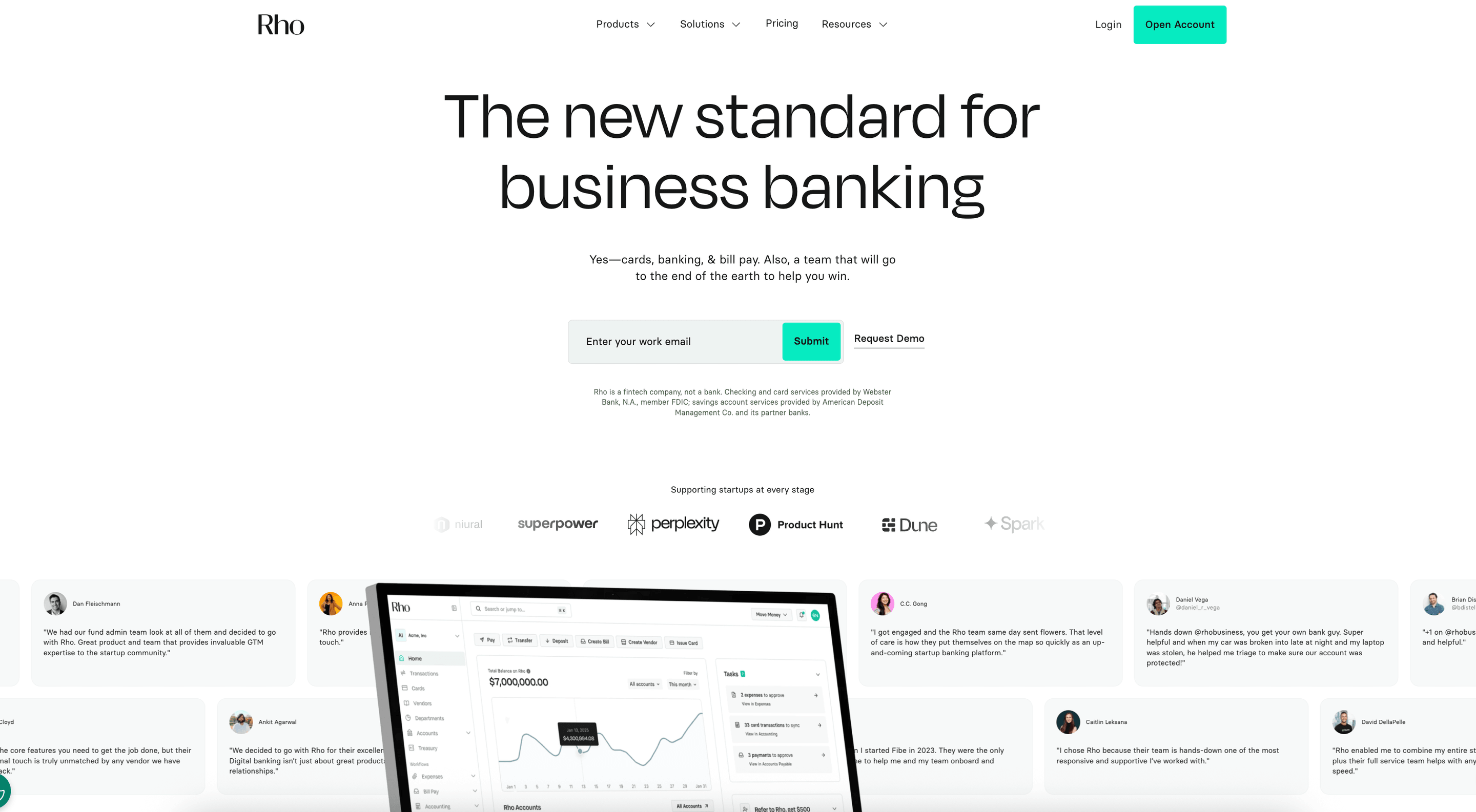 Rho landing page